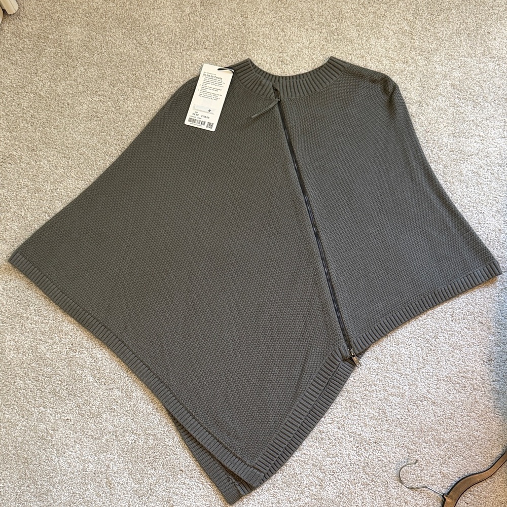 NEW! Lululemon Zip-Front Knit Poncho in Olive Gray
